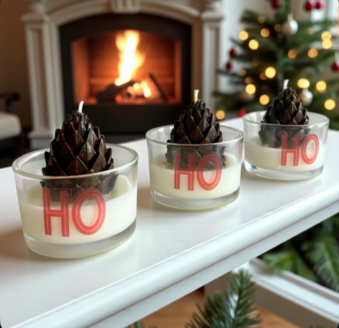 HO HO HO (set of 3 candles)