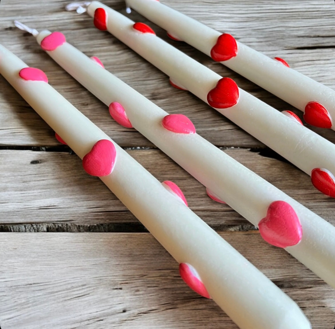 Taper hearts set of 2 candles