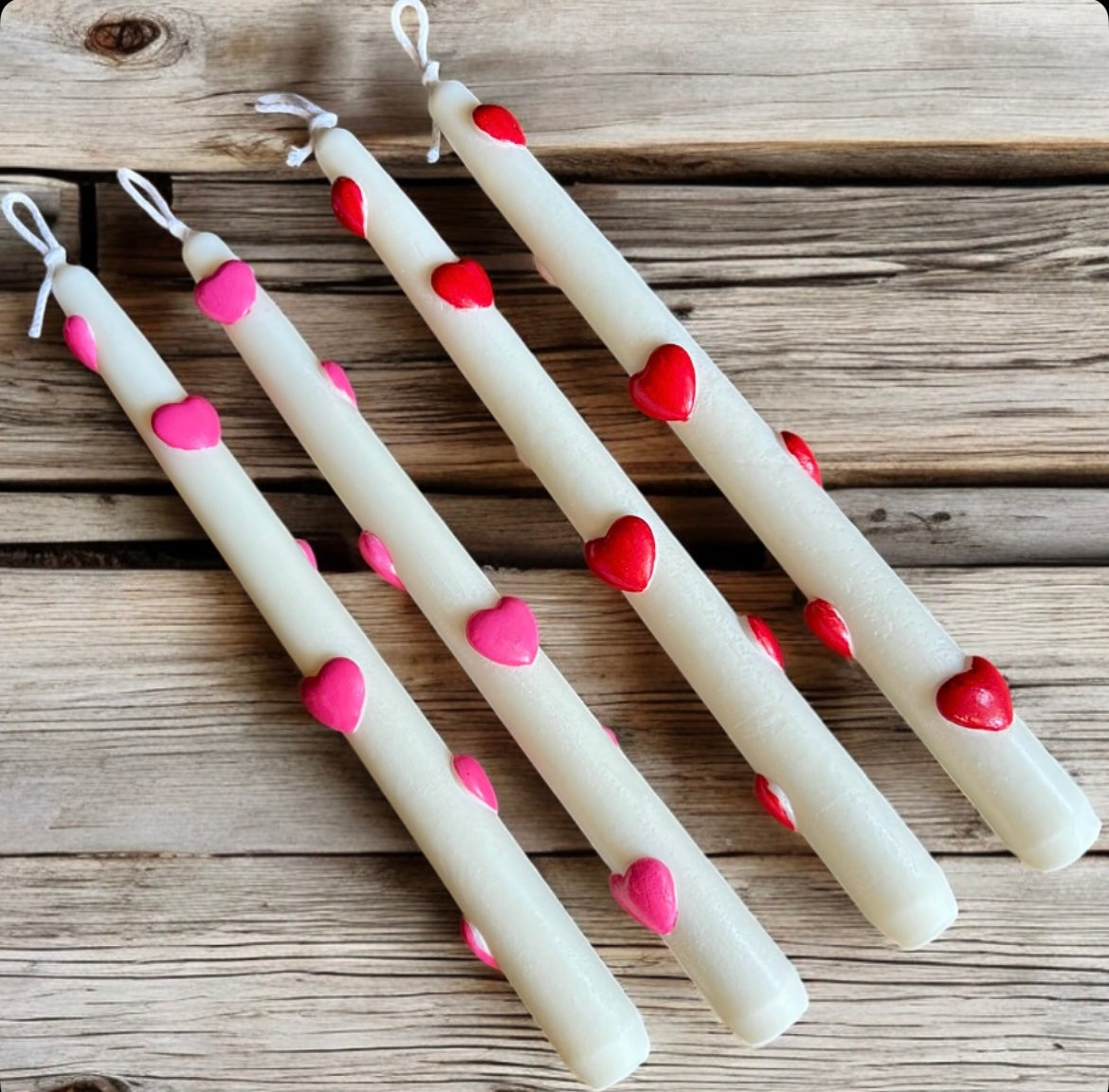 Taper hearts set of 2 candles