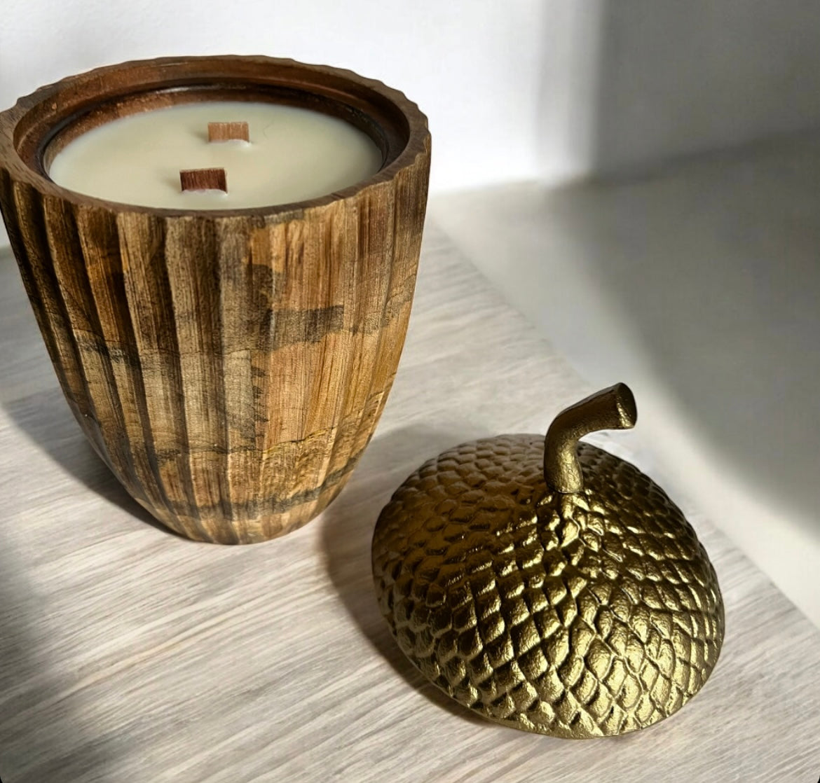 Wooden acorn with lid
