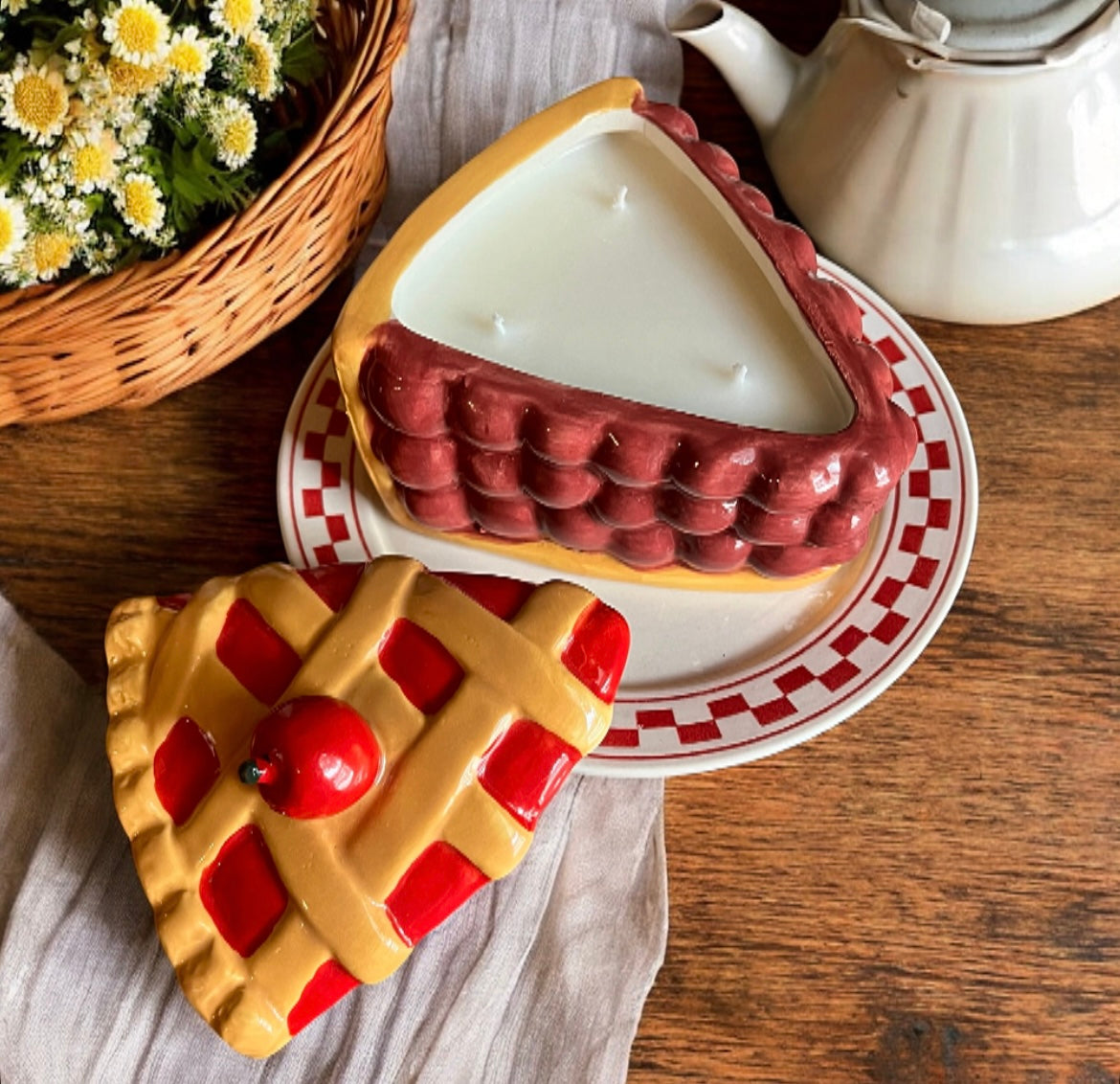 Pie with lid on a plate