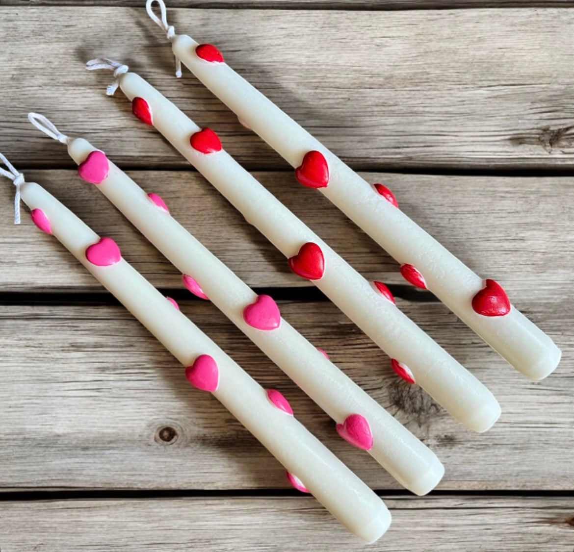 Taper hearts set of 2 candles