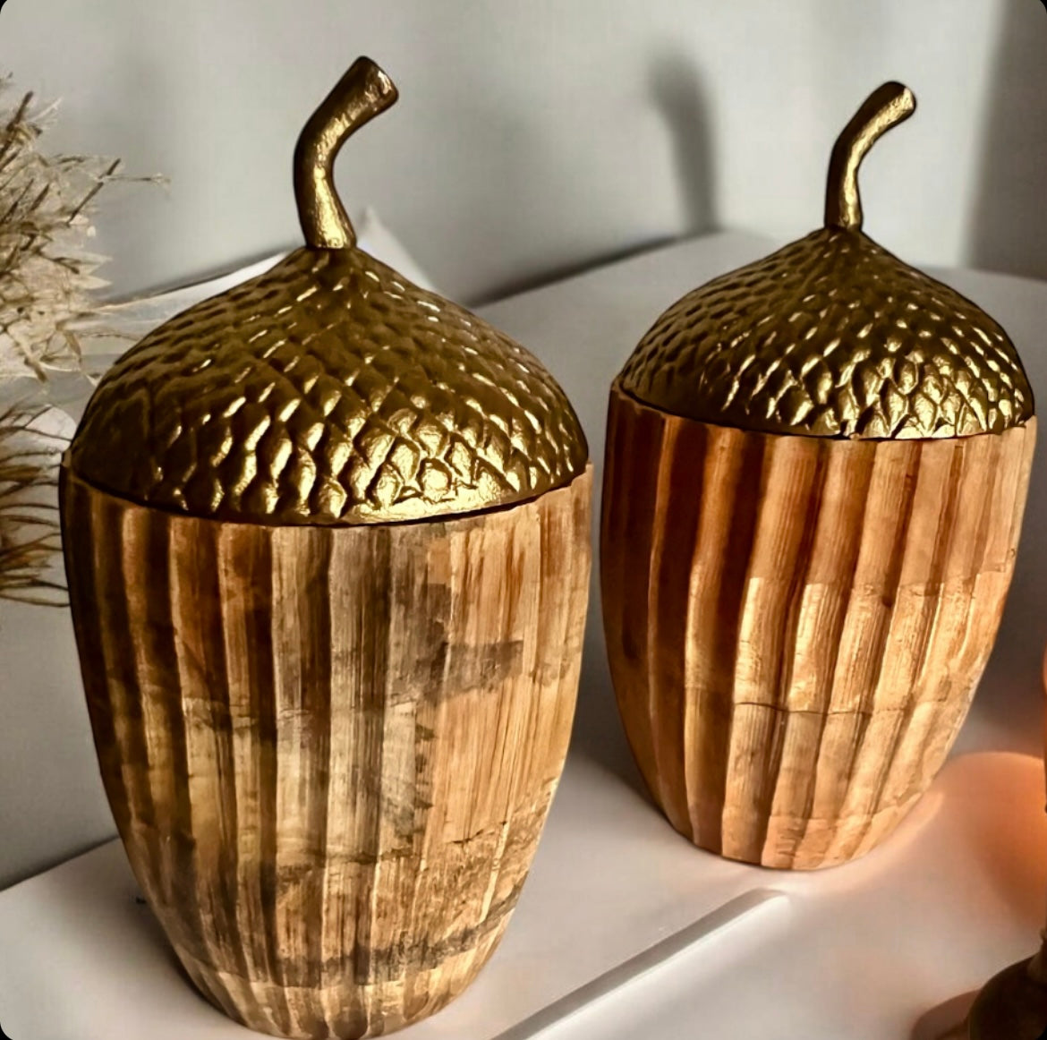 Wooden acorn with lid