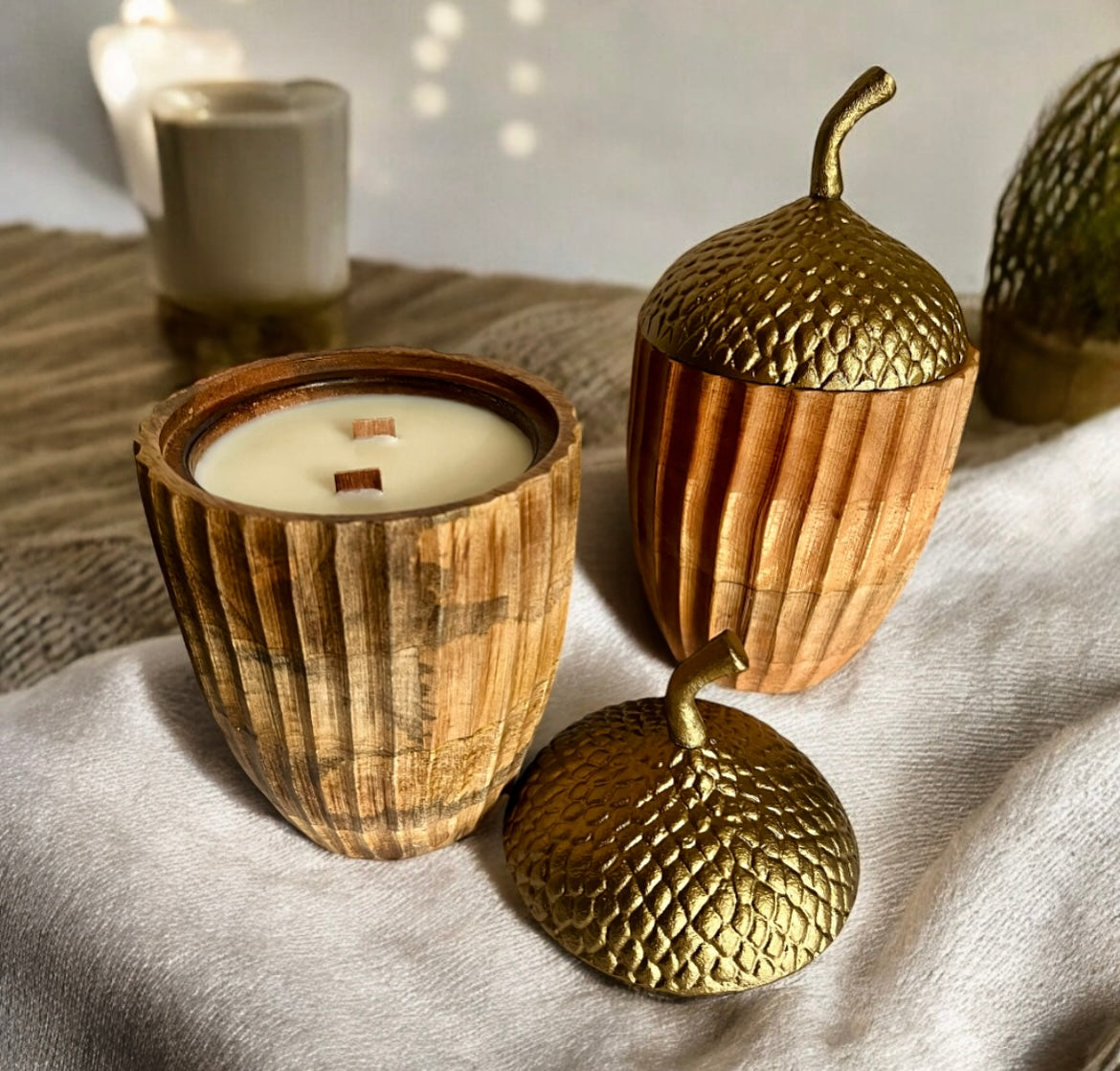 Wooden acorn with lid