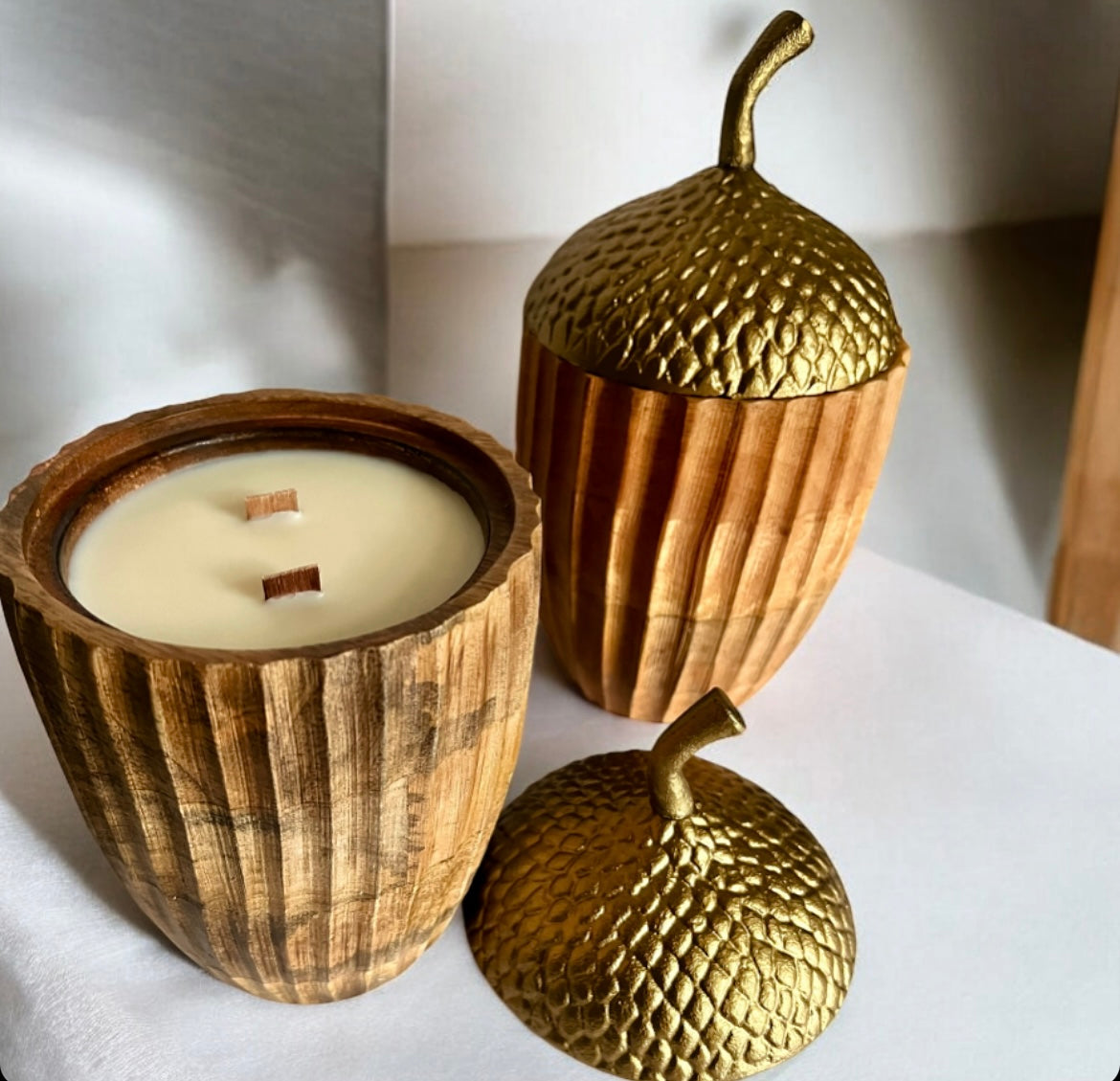 Wooden acorn with lid