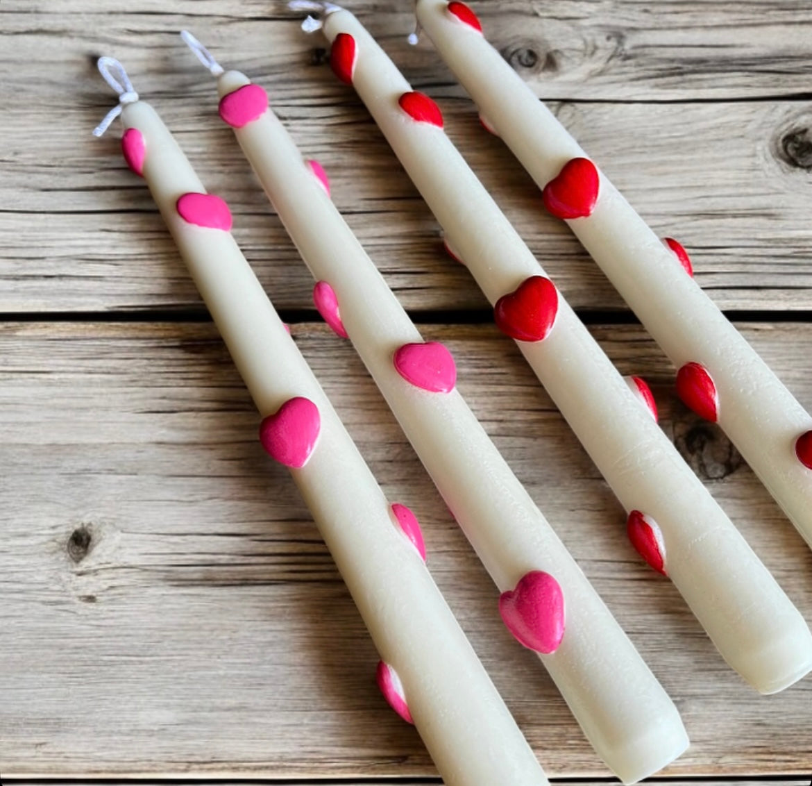 Taper hearts set of 2 candles