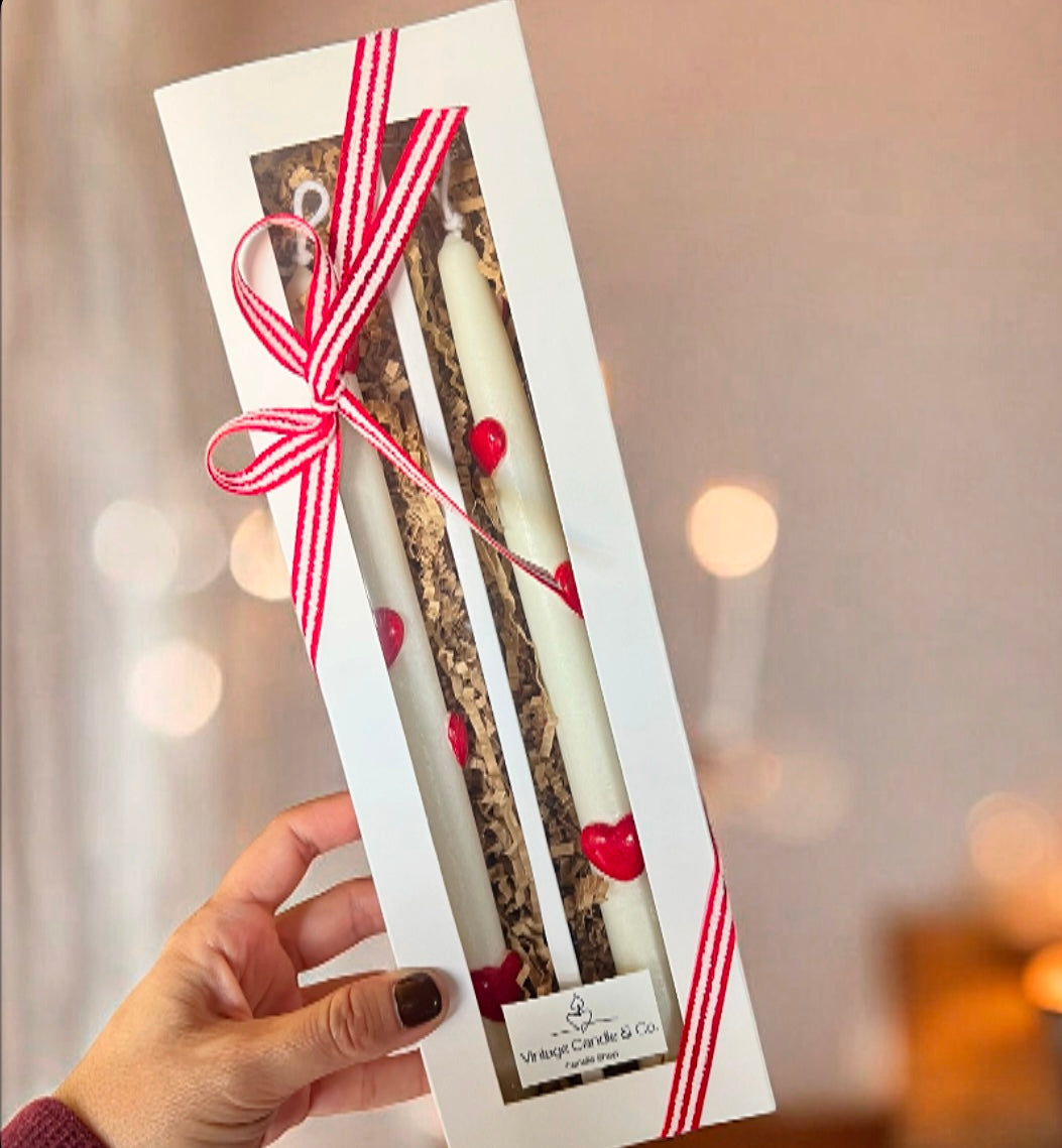 Taper hearts set of 2 candles