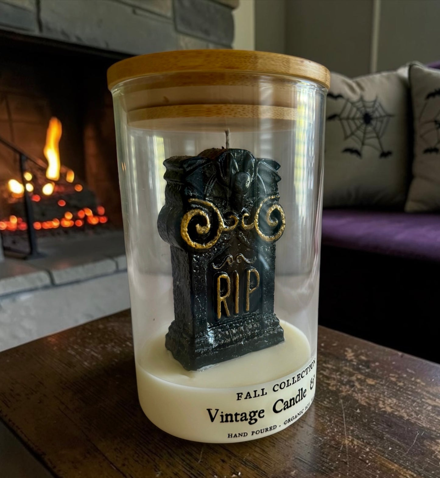 RIP tombstone candle