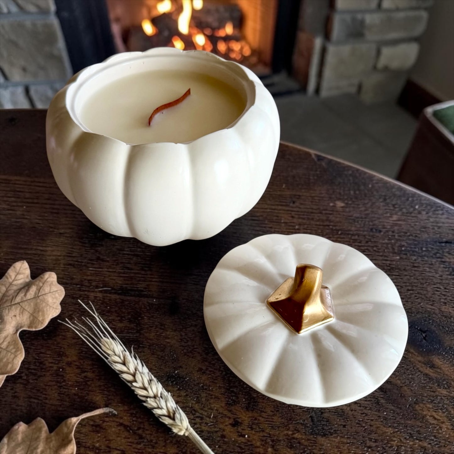 Large white pumpkin with lid