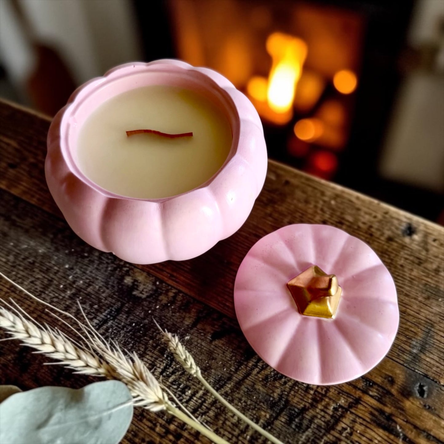 Large pink pumpkin with lid