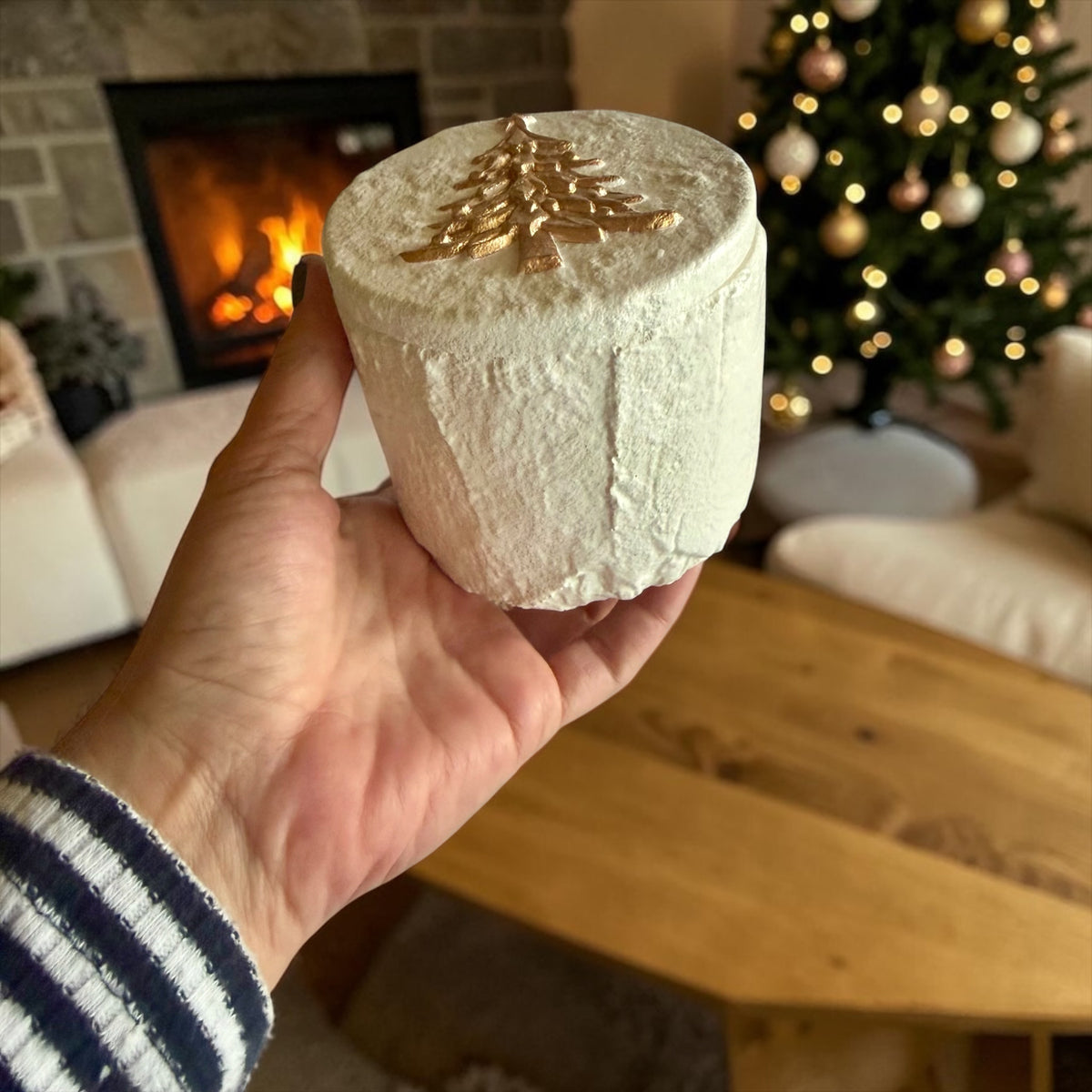 Rustic Christmas Candle: 2 Wicks, with Lid, 3 Designs