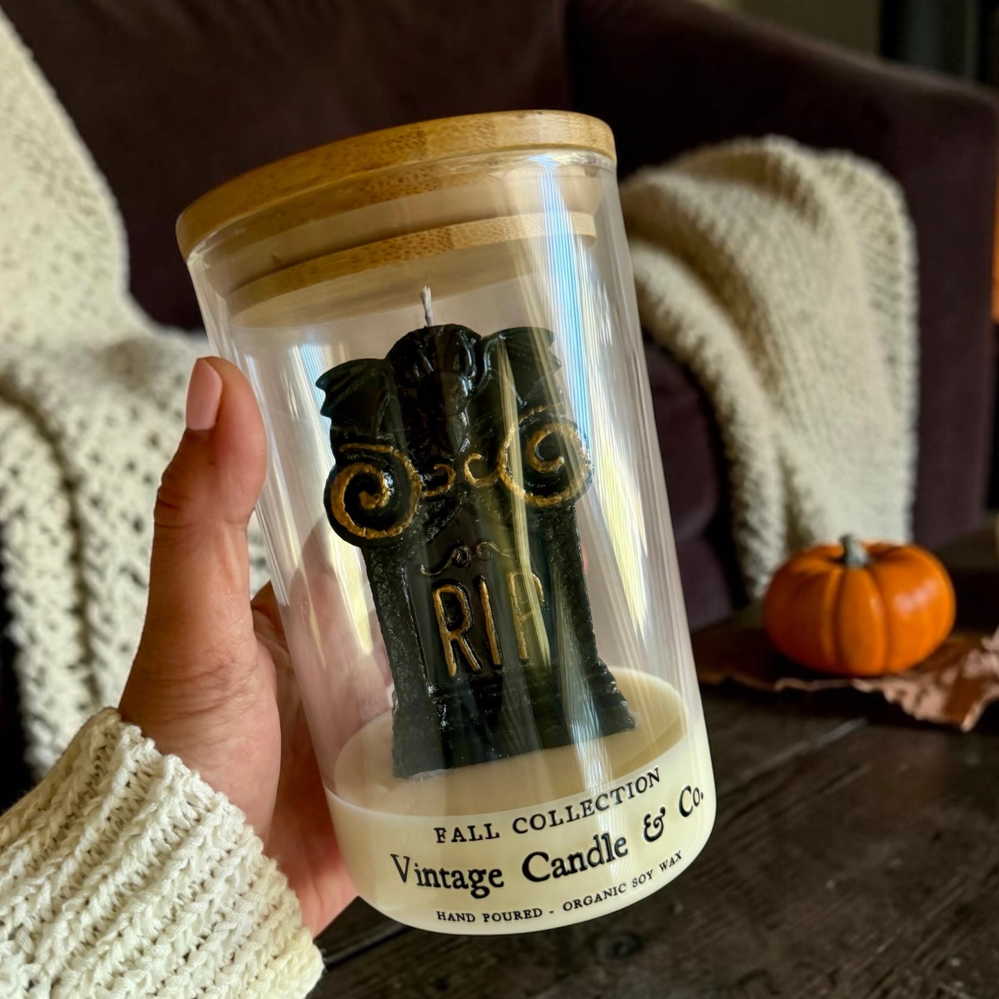 RIP tombstone candle