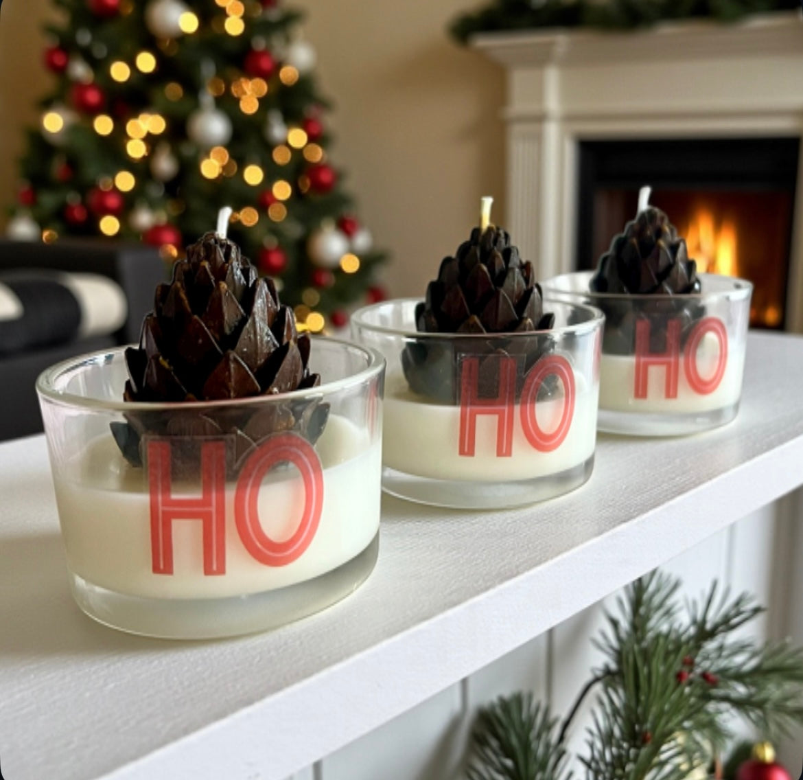 HO HO HO (set of 3 candles)