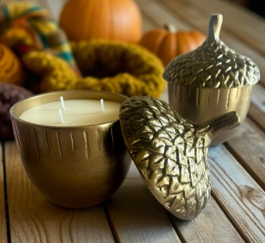 Cast metal acorn with lid