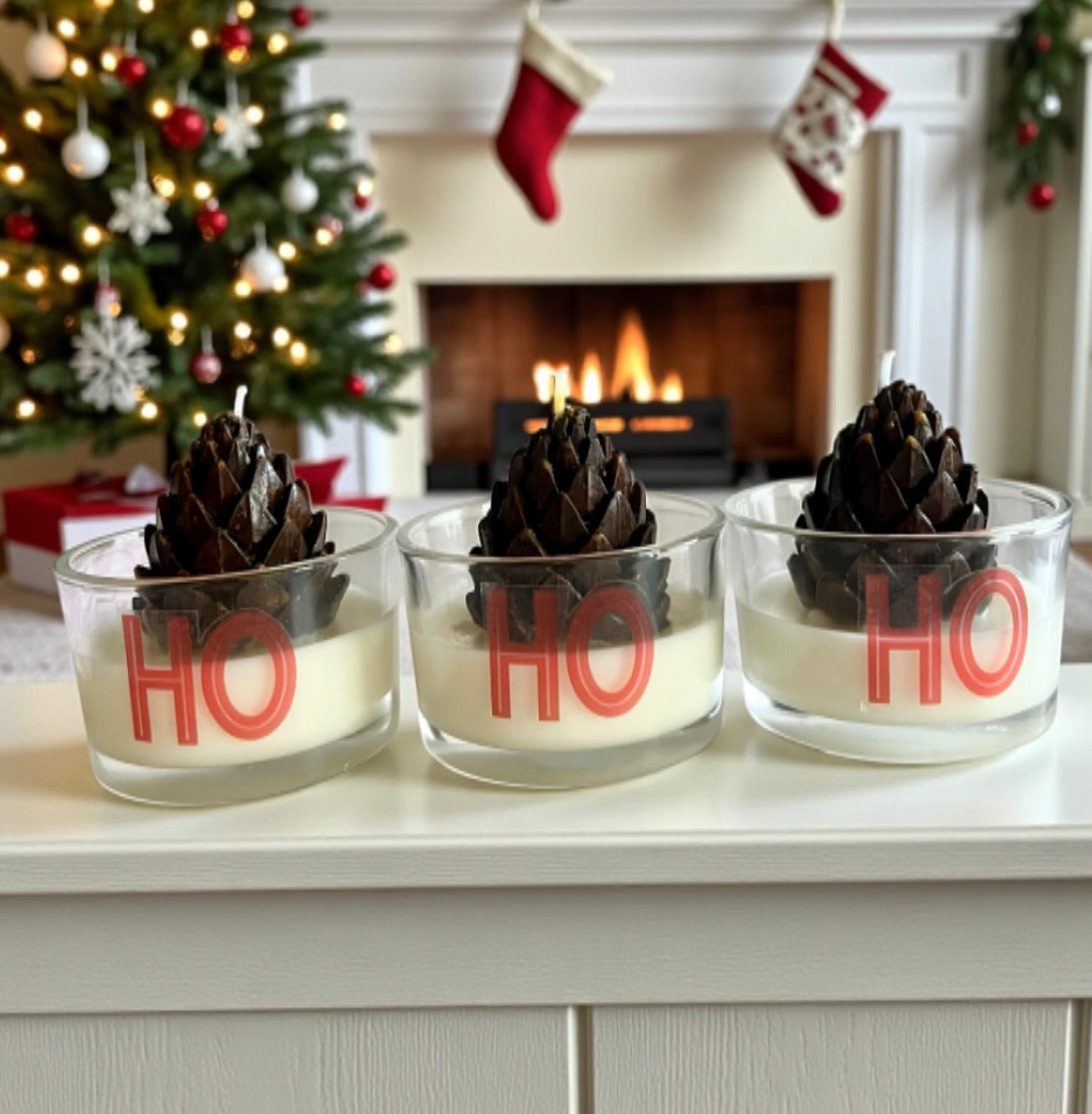 HO HO HO (set of 3 candles)