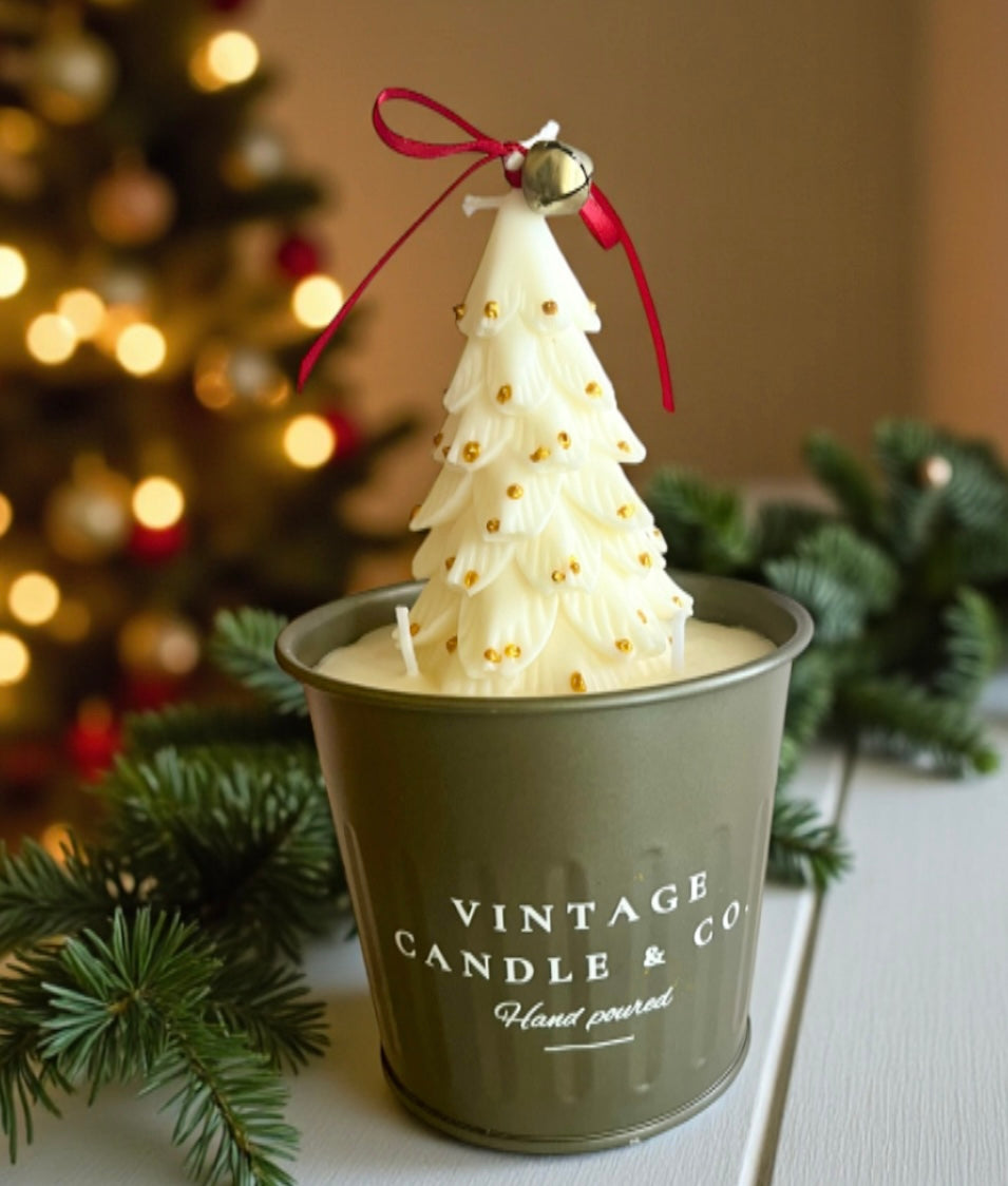 White and golden Christmas tree