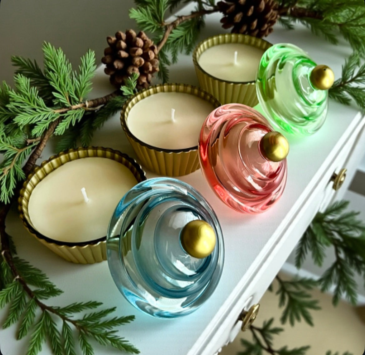 Glass cupcake set (3 candles)