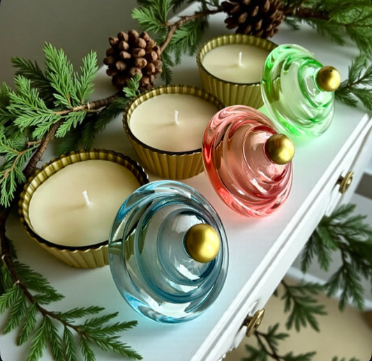Glass cupcake set (3 candles)