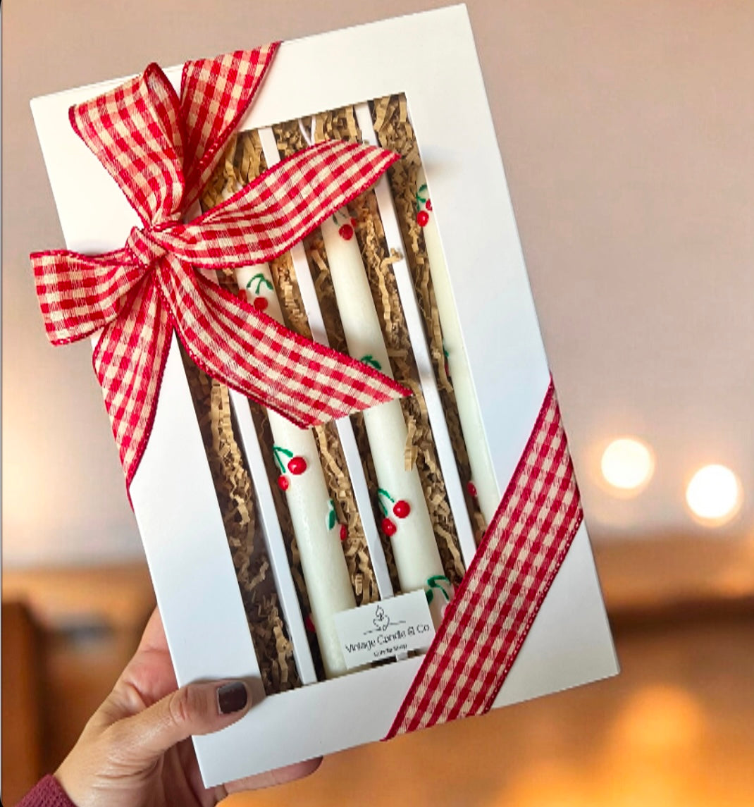 Taper cherry set of 4 candles