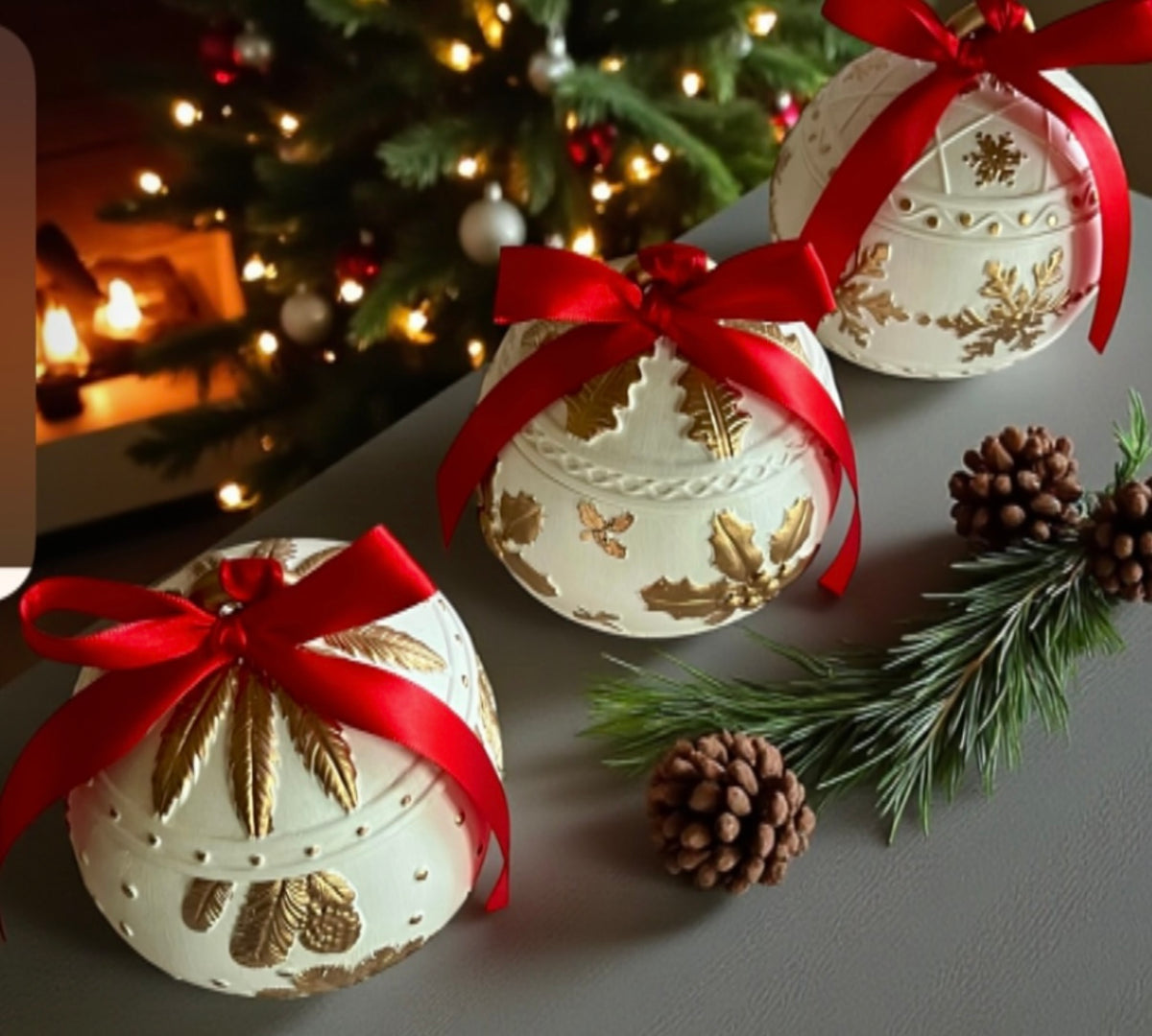 Golden and white Christmas ornament with lid