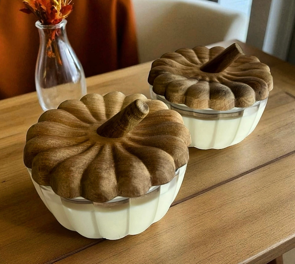 Large pumpkin with wooden lid