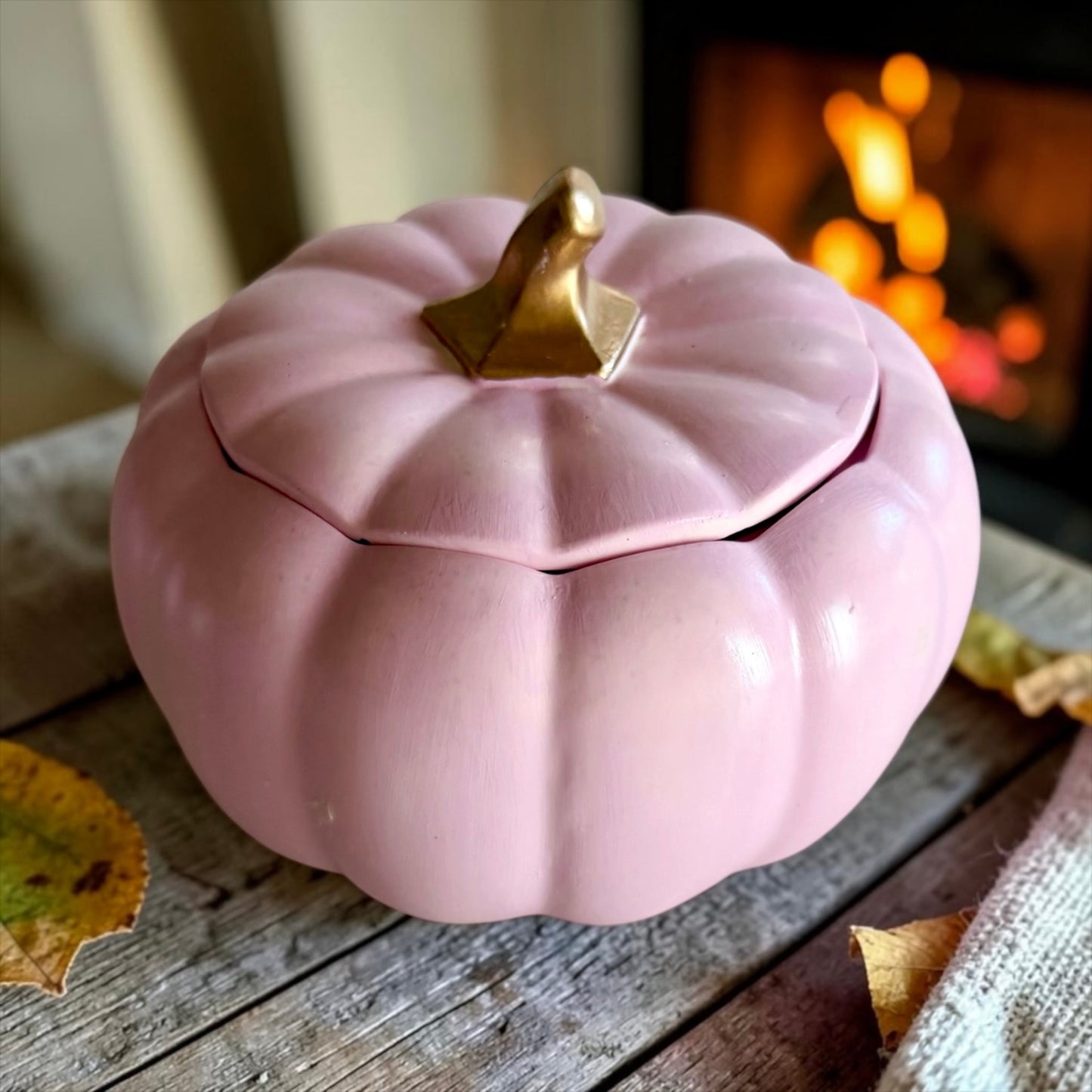 Large pink pumpkin with lid