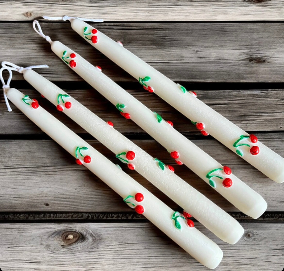 Taper cherry set of 4 candles