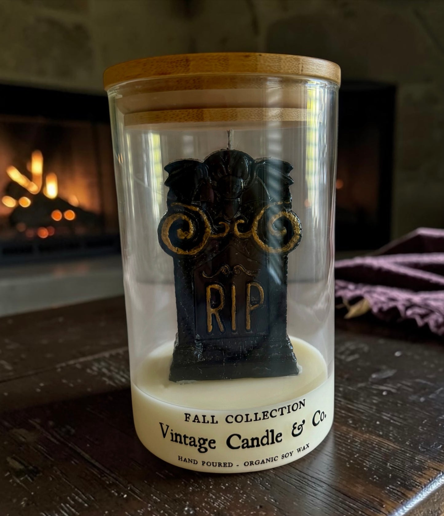 RIP tombstone candle