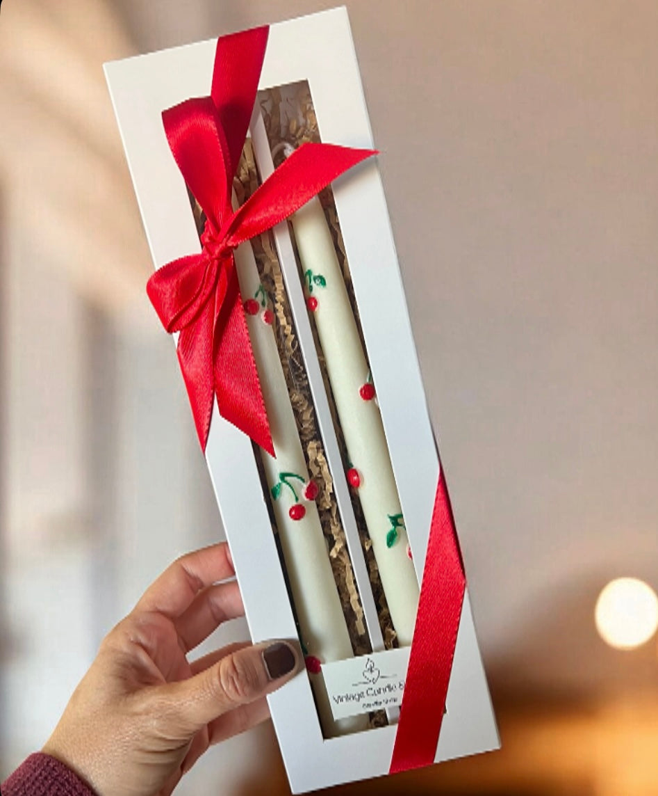Taper cherry set of 2 candles