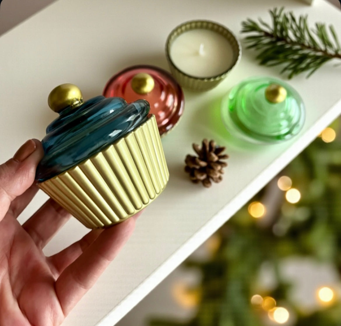 Glass cupcake set (3 candles)