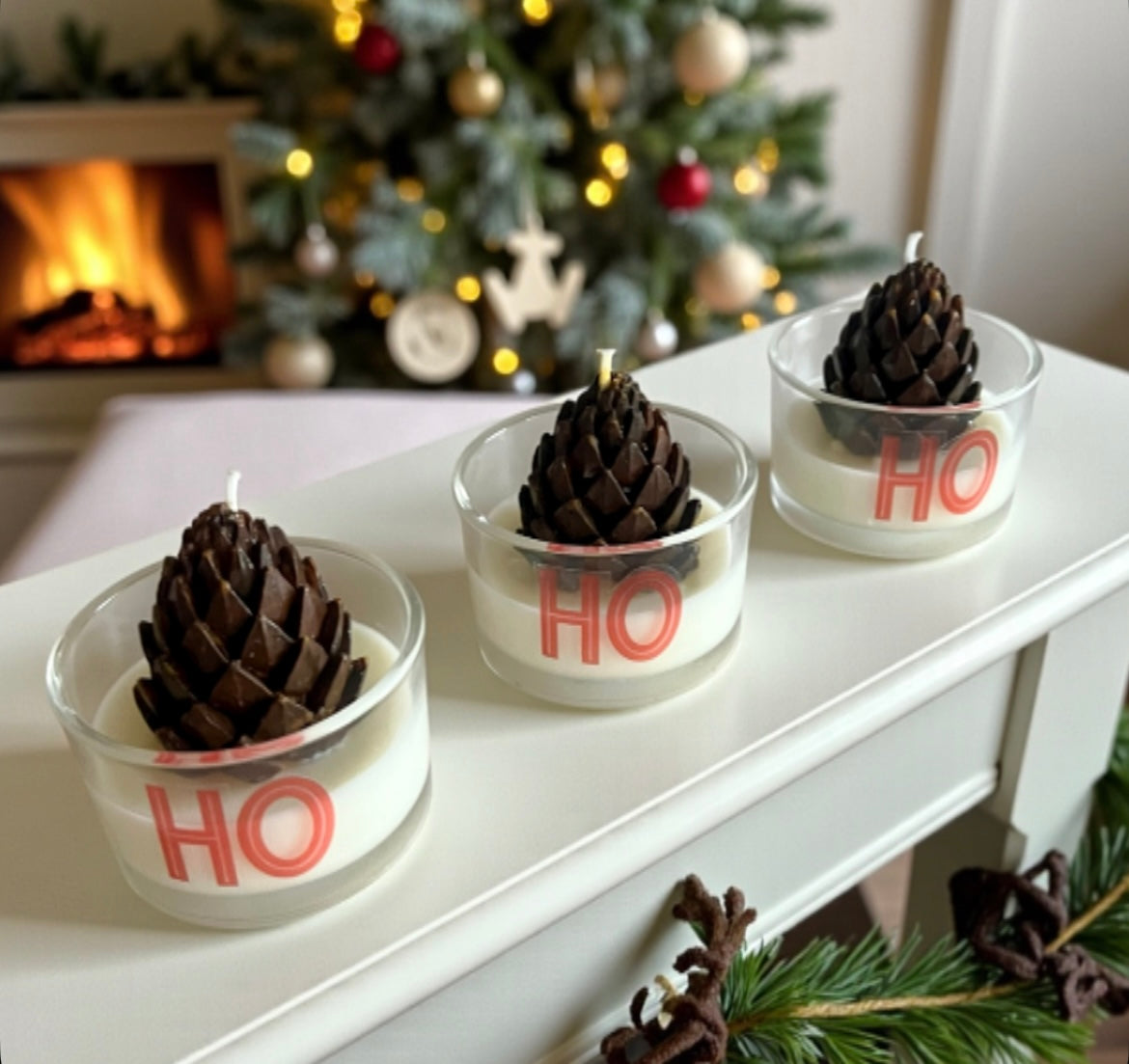 HO HO HO (set of 3 candles)