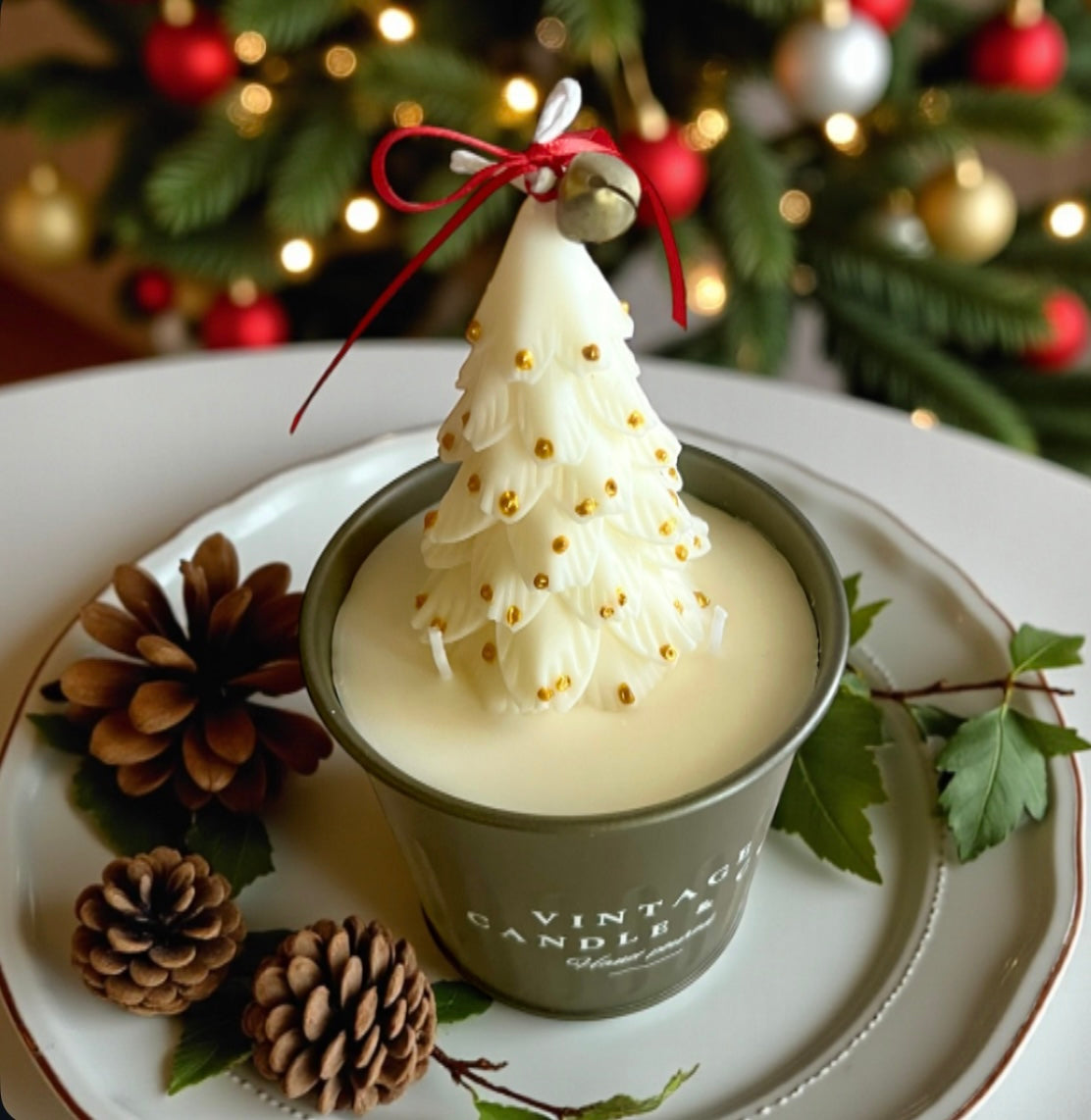 White and golden Christmas tree