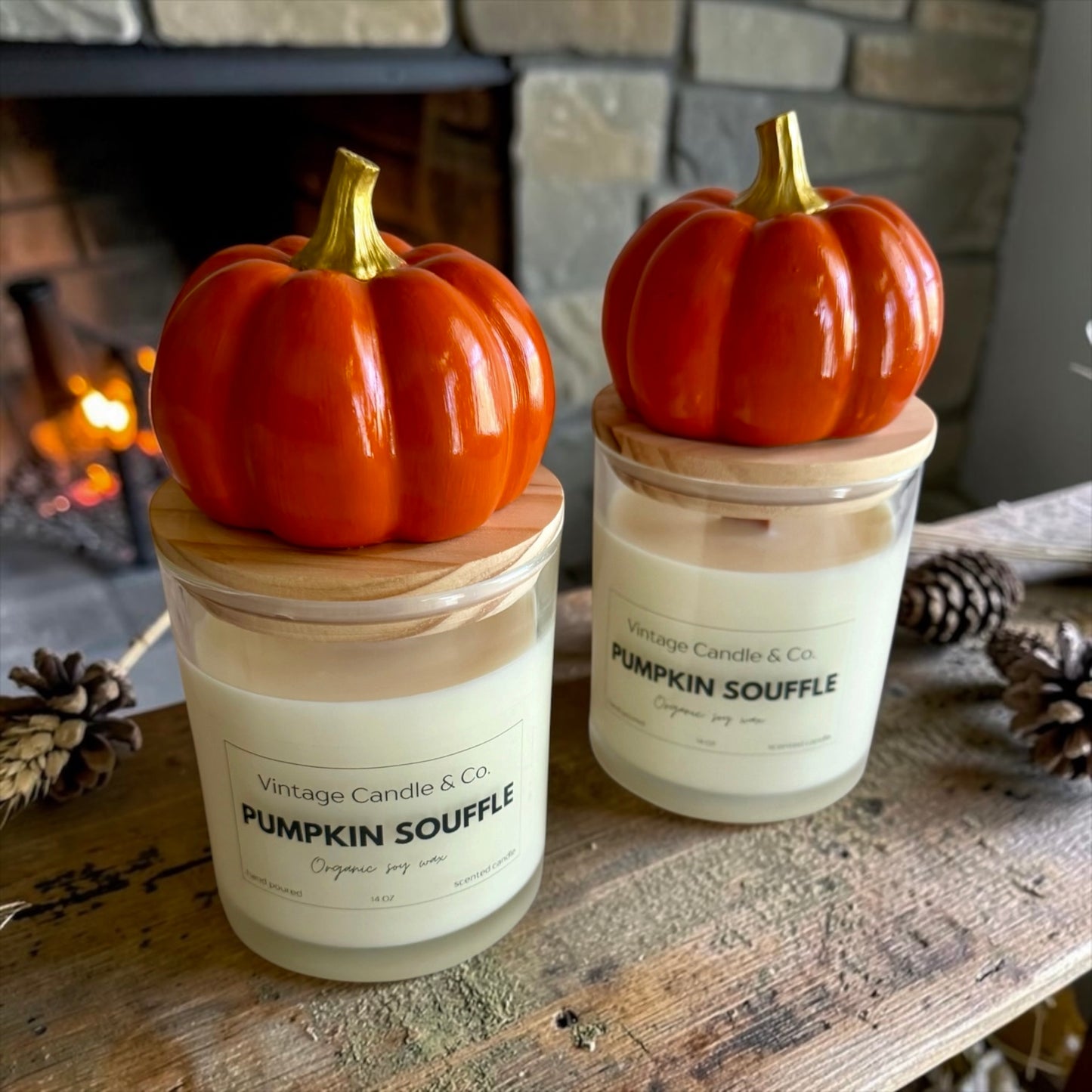 Pumpkin lid candle