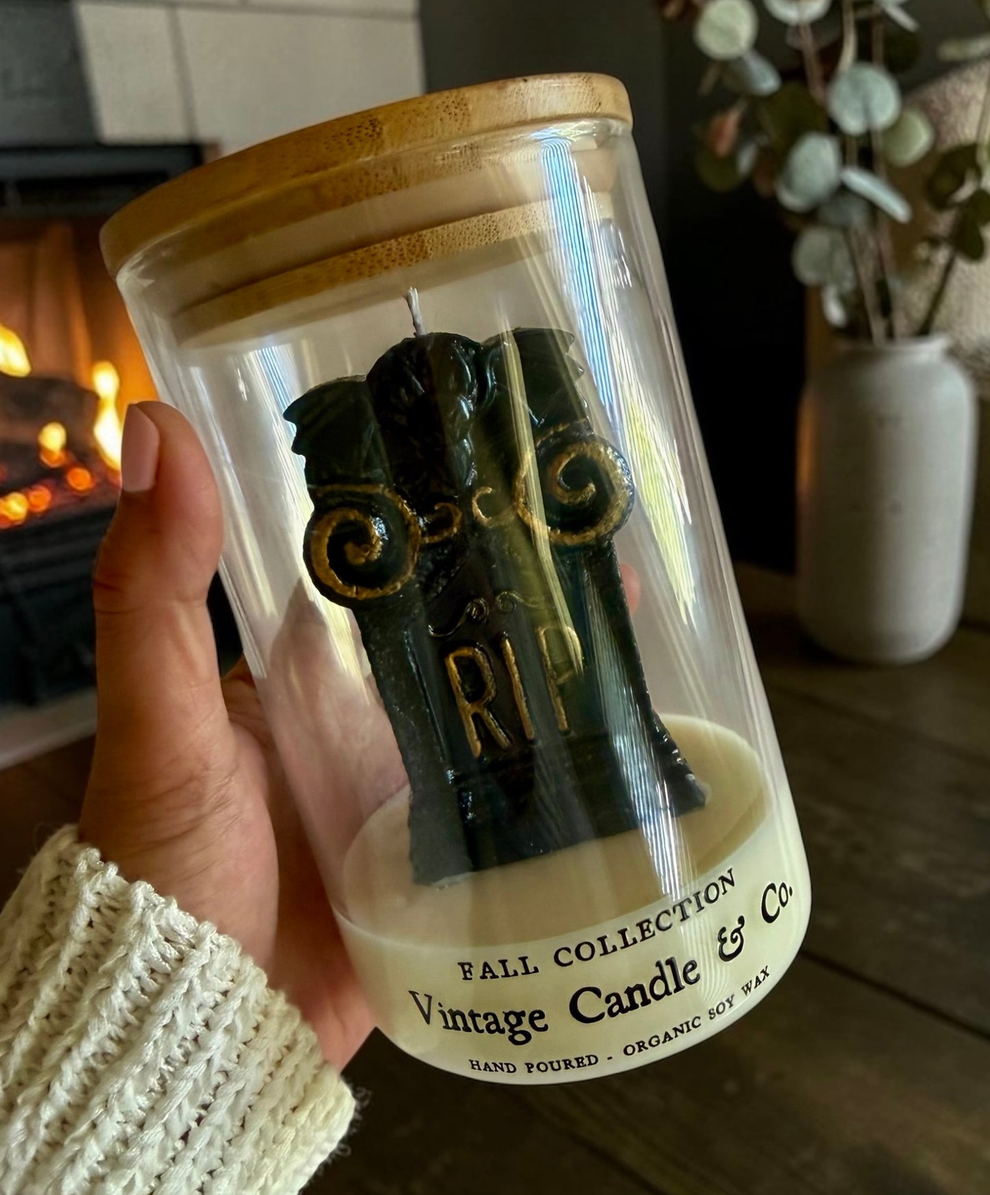 RIP tombstone candle