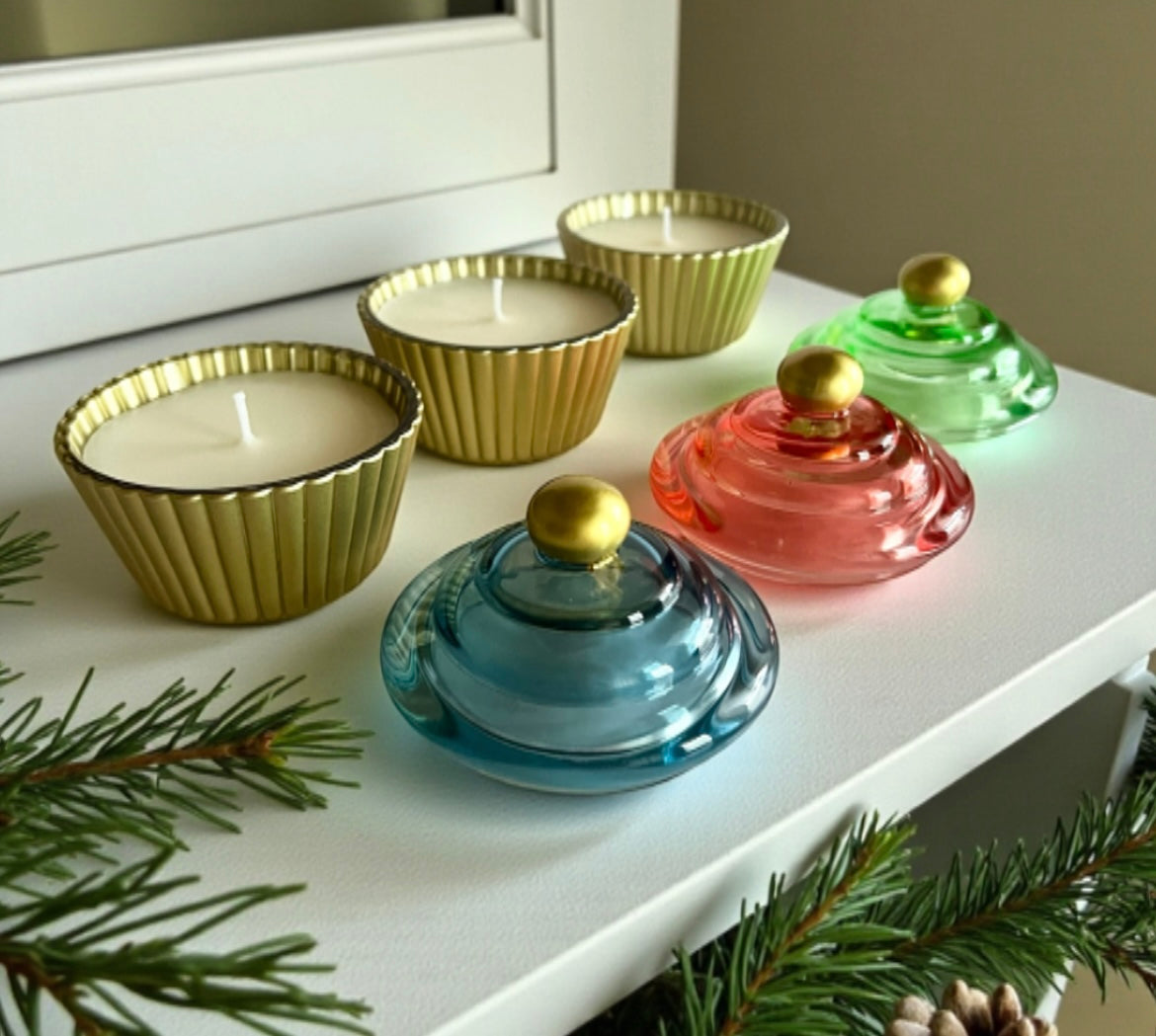 Glass cupcake set (3 candles)