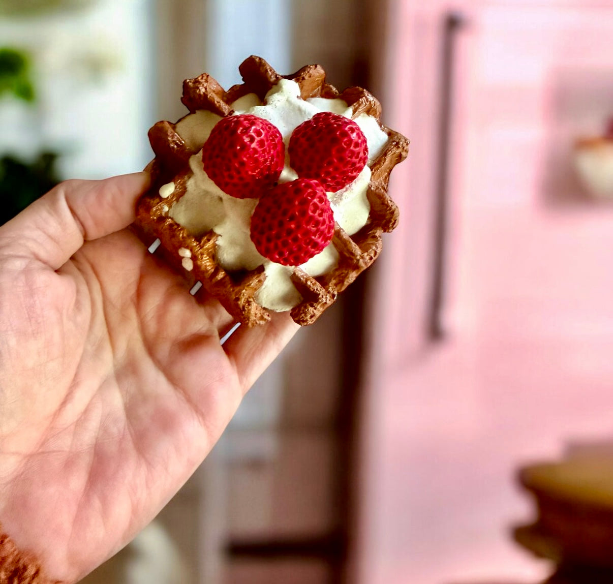 Strawberry waffle magnet