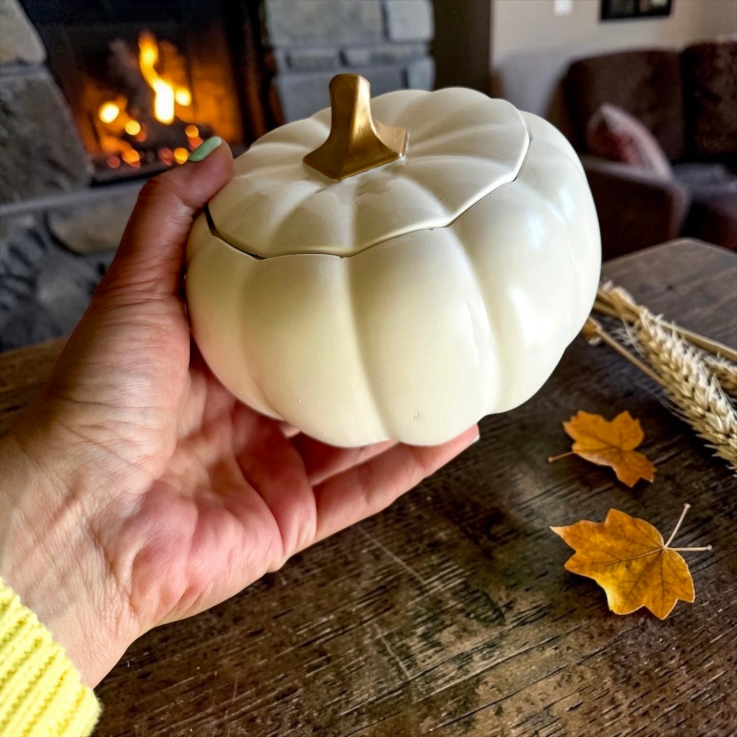 Large white pumpkin with lid