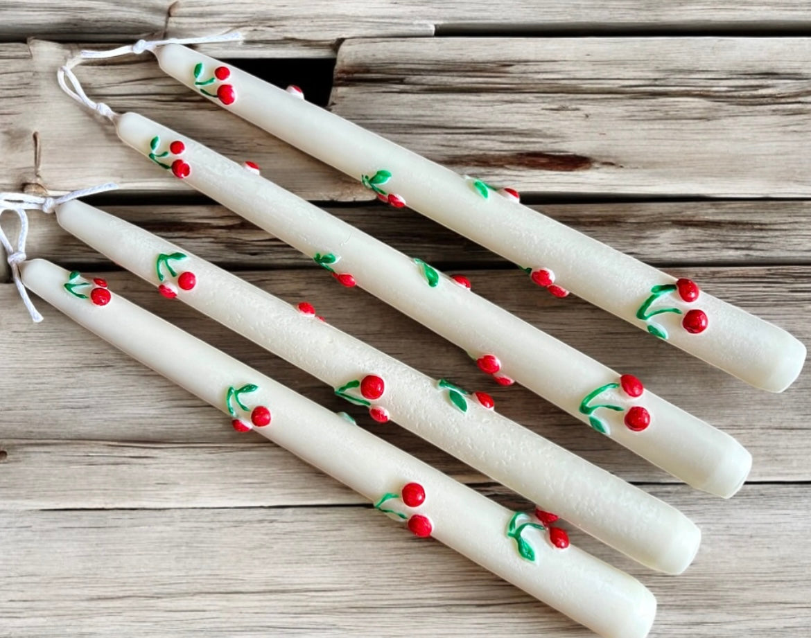 Taper cherry set of 4 candles