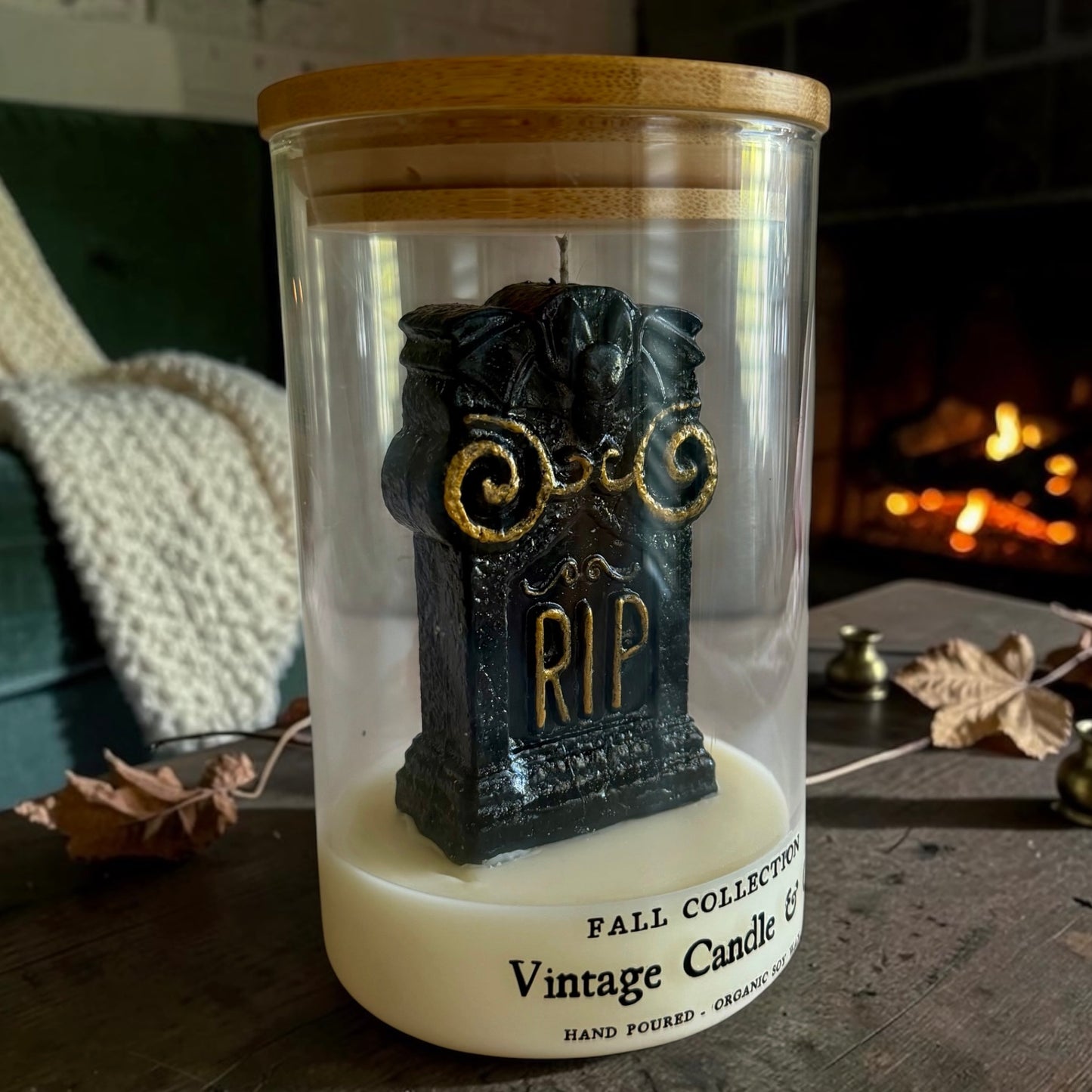 RIP tombstone candle