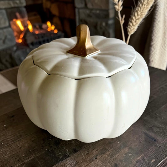 Large white pumpkin with lid