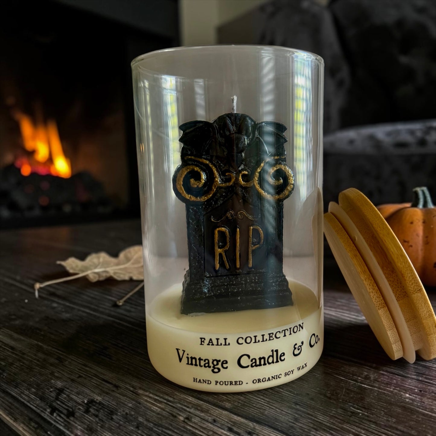 RIP tombstone candle