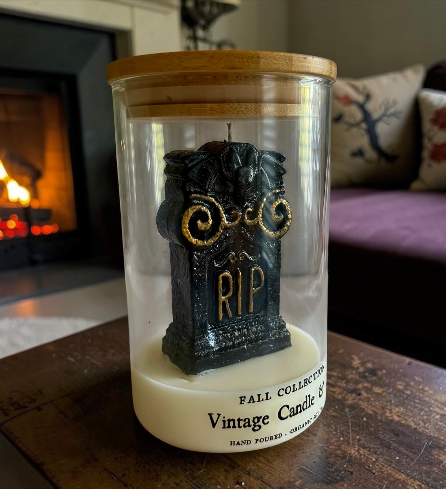 RIP tombstone candle