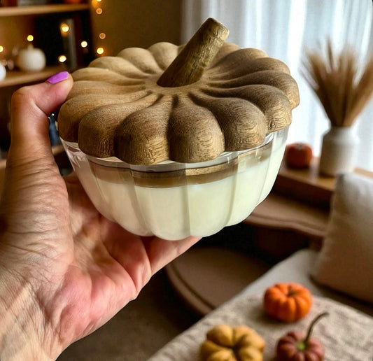 Large pumpkin with wooden lid