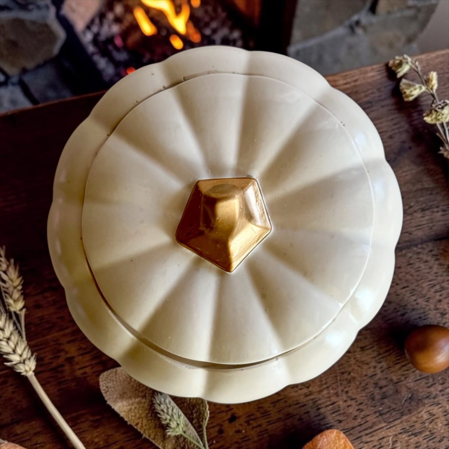 Large white pumpkin with lid