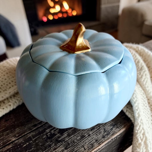Large light blue pumpkin with lid