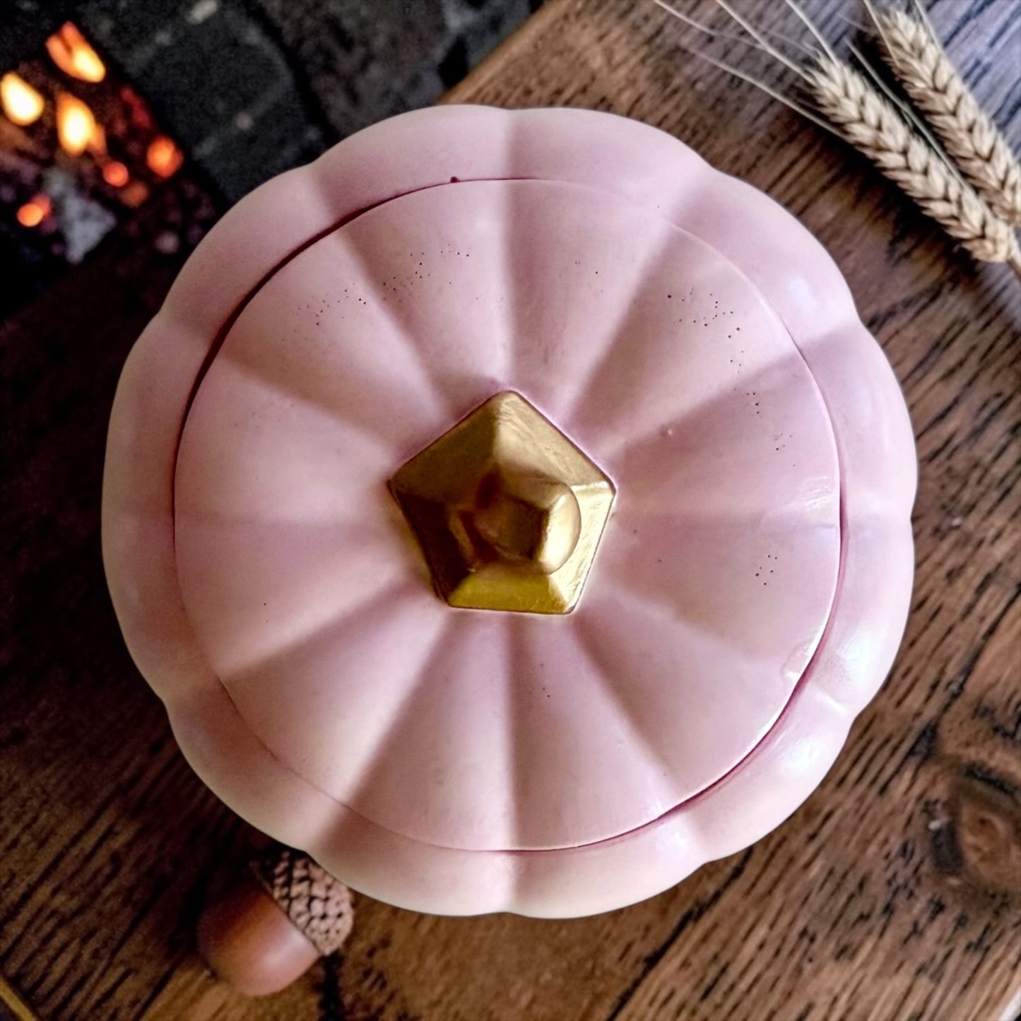 Large pink pumpkin with lid