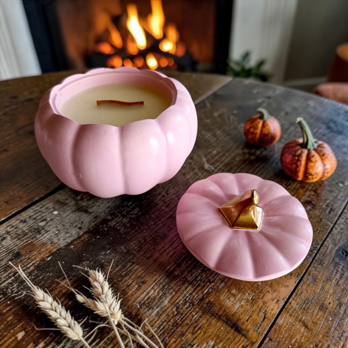 Large pink pumpkin with lid