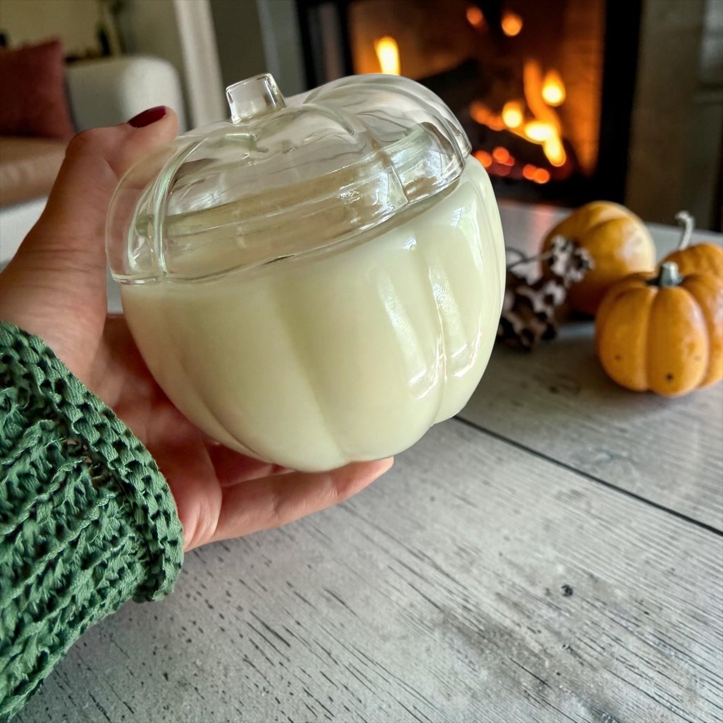 Large glass pumpkin with lid