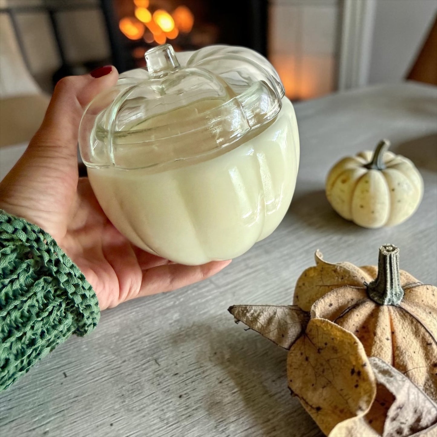 Large glass pumpkin with lid