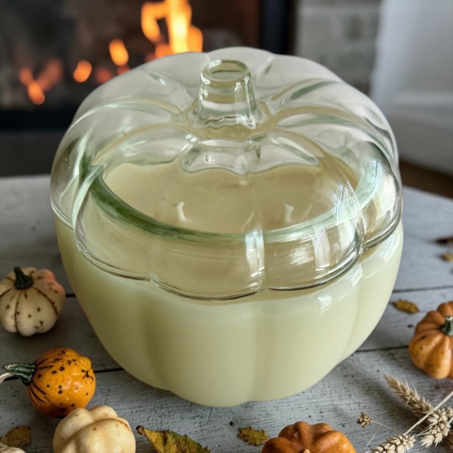 Large glass pumpkin with lid